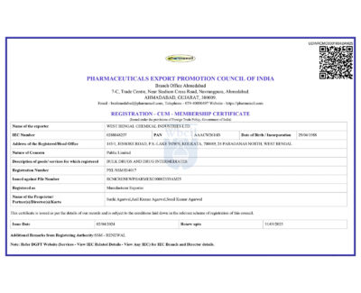 Pharmexcil-Bulk-Drugs-and-DrugIntermediates-Certificates-WBCIL