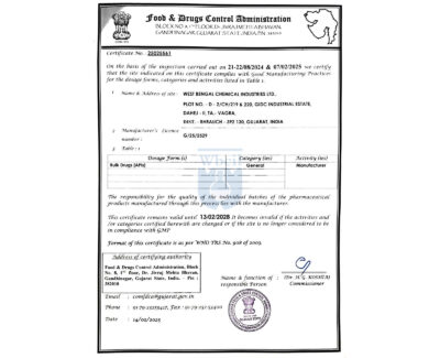 WHO-GMP-CERTIFICATE-WEST-BENGAL-CHECMICAL-INDUSTRIES.LTD